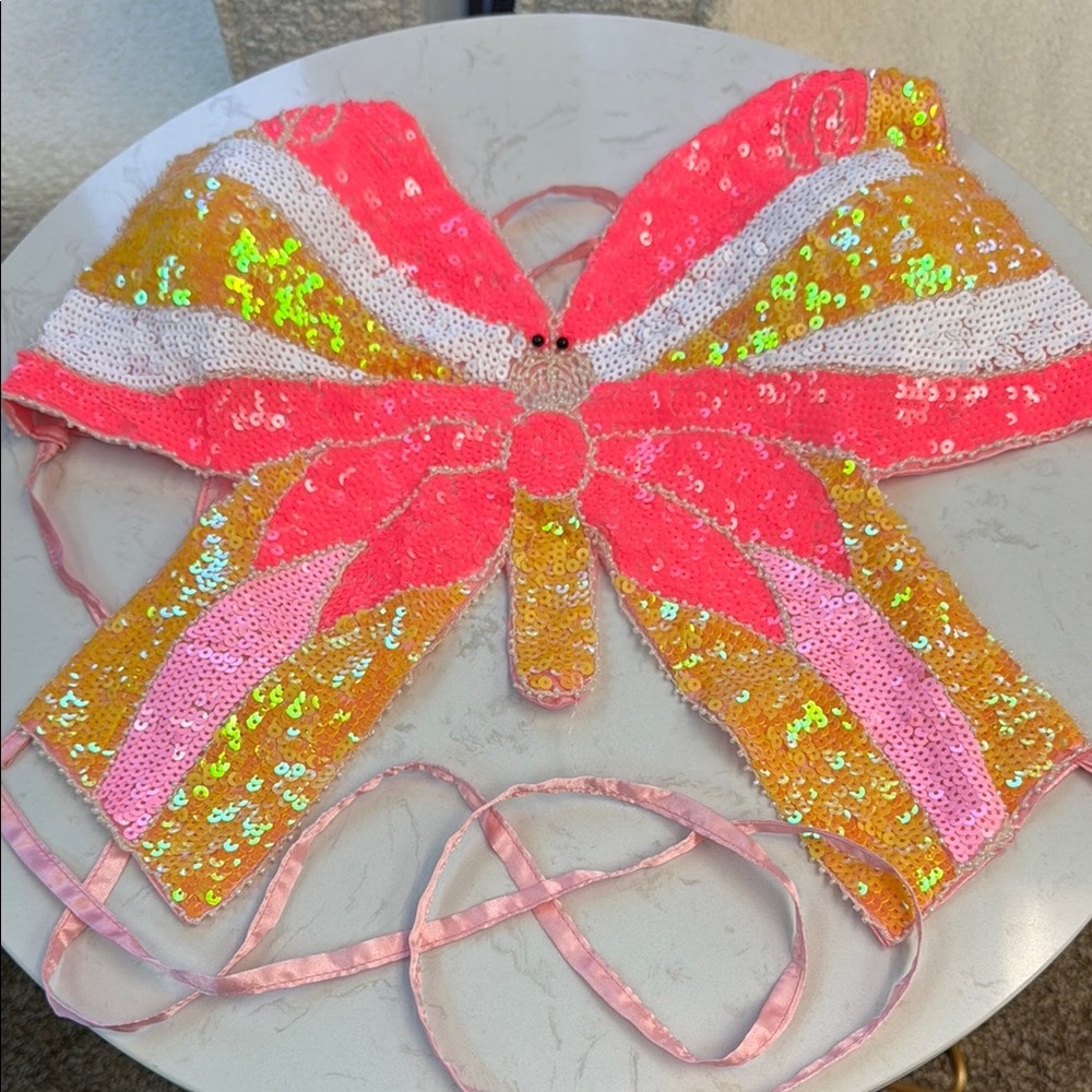 Sequin Butterfly Top in Pink and Gold